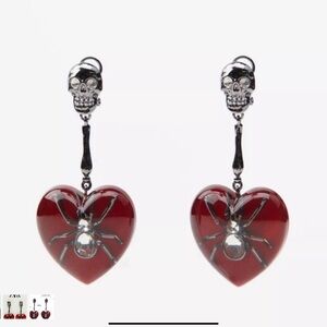🇨🇦 ZARA Skull & Spider Heart Statement EARRINGS